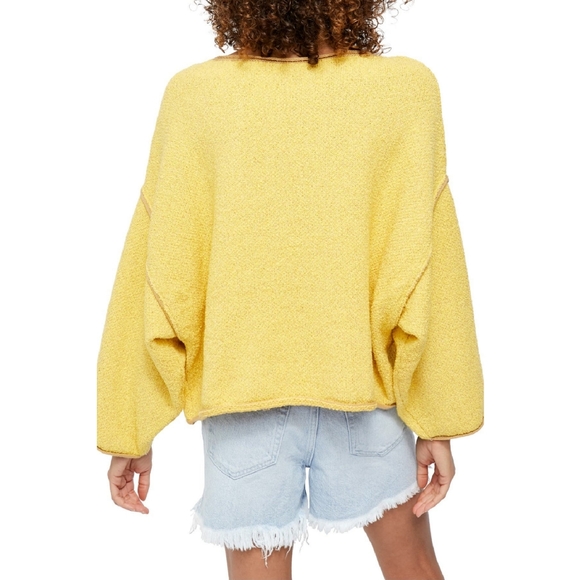 Free People Yellow Bardot Sweater Small NWT - Picture 3 of 7